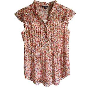 Ava & Grace Short Sleeve Lined Floral Print Top Women's Petite Medium